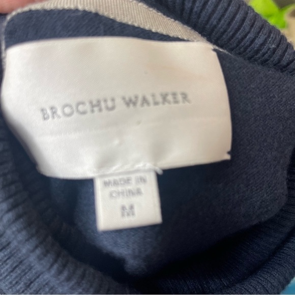 Brochu Walker Asymmetrical Knit Cashmere Blend Turtleneck Sweater In Blue Sz M - Picture 3 of 7